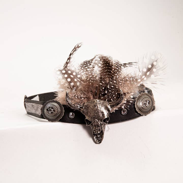 American Hat Makers - Wholesale Bandana - Unisex - Lizard Skin Skull Concho Hat Band - Style True Grit