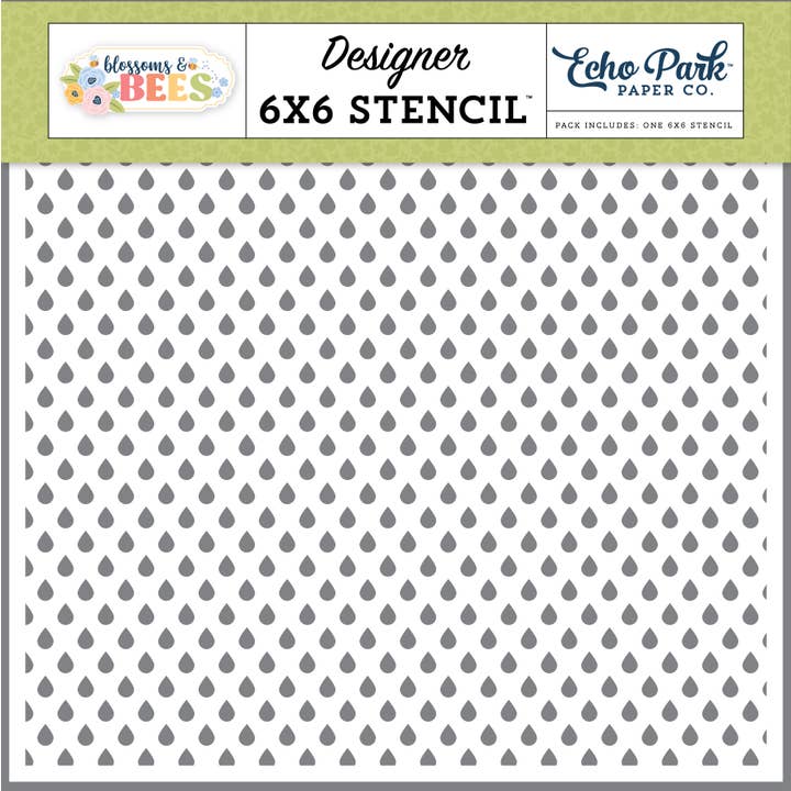 Echo Park Paper Co. – wholesale Stencil – Blommor och bin: Regndroppshimlens schablon