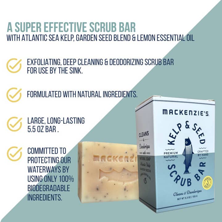 MacKenzie's Fisherman - Wholesale Bar Soap - Kelp & Seed Scrub Bar- 5.5 oz (12 qty)5