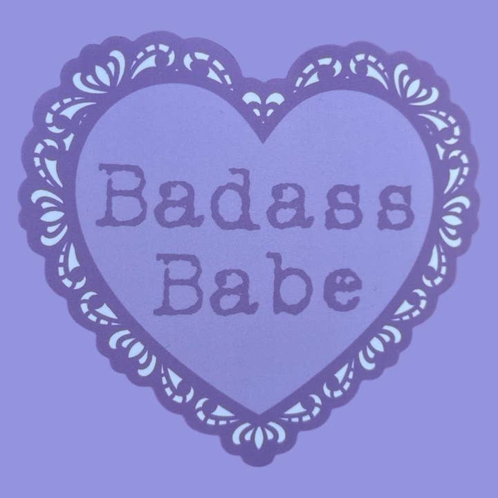Badass Babe Lace Heart Matte Sticker for wholesale by Seren James
