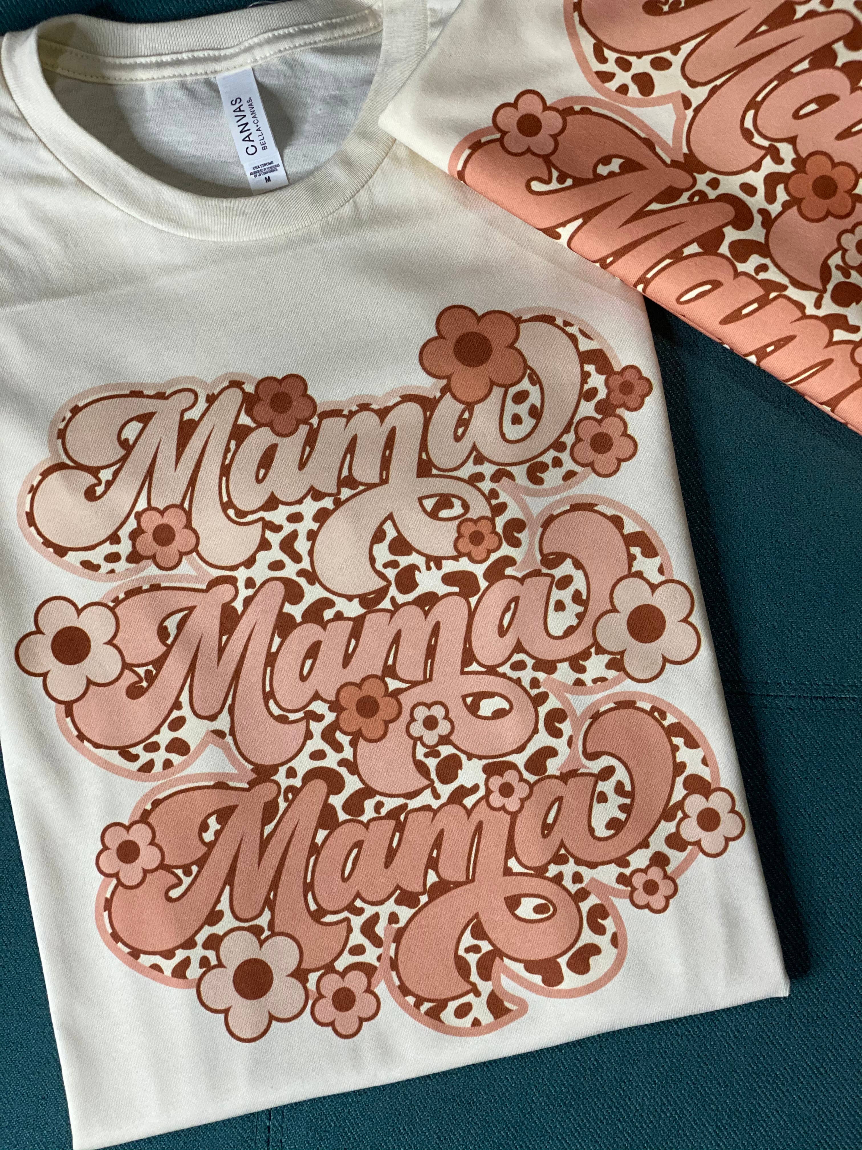 Jackson&James - Wholesale Screen Printed T-Shirt - Women's - Floral Retro Mama Stacked Tee1