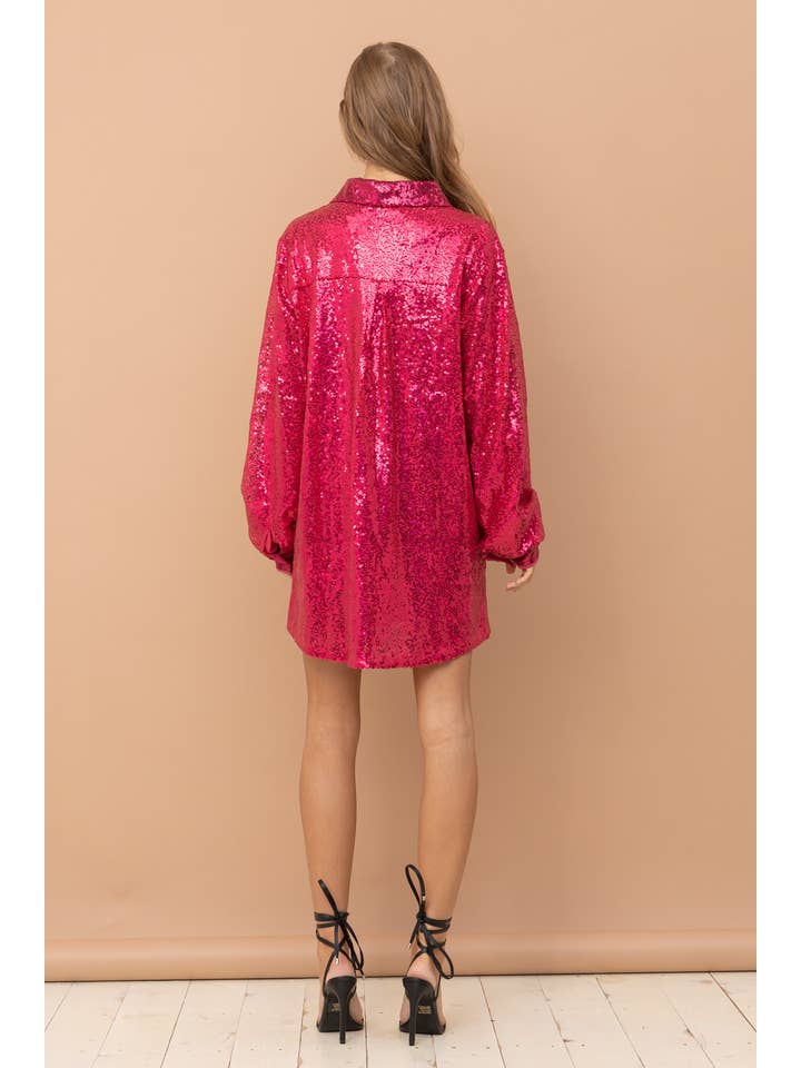 Blue B - Wholesale Jurk - Dames - 32404D - Mini glitterjurk met pailletten en knoopsluiting15