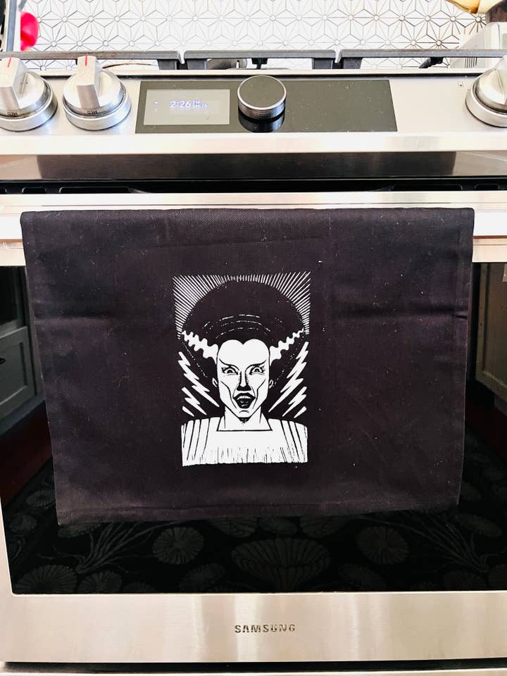 Sposa di Frankenstein HALLOWEEN - strofinaccio, tutto cotone, cucina, cottura, cibo per la vendita all'ingrosso da parte di Pixel Palmer