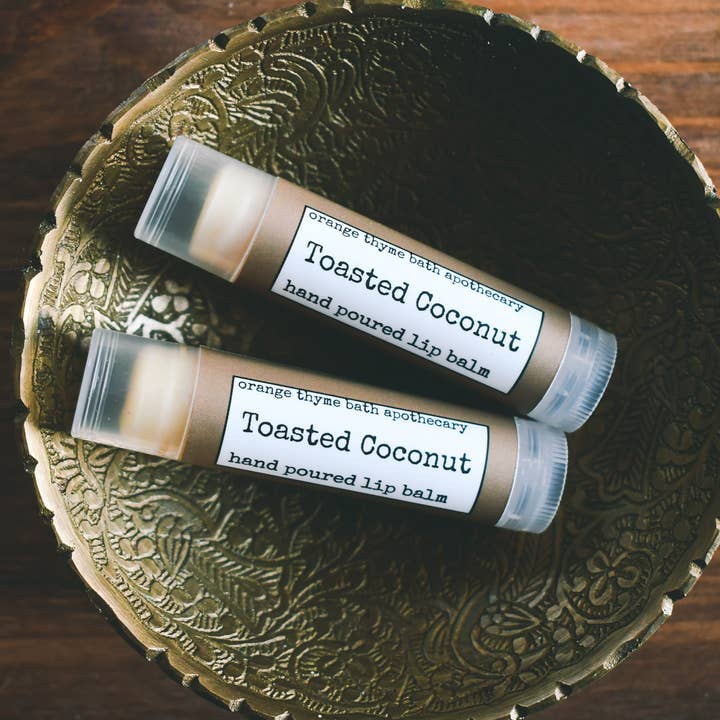 Toasted Coconut Lip Balm for wholesale by Orange Thyme Bath Apothecary
