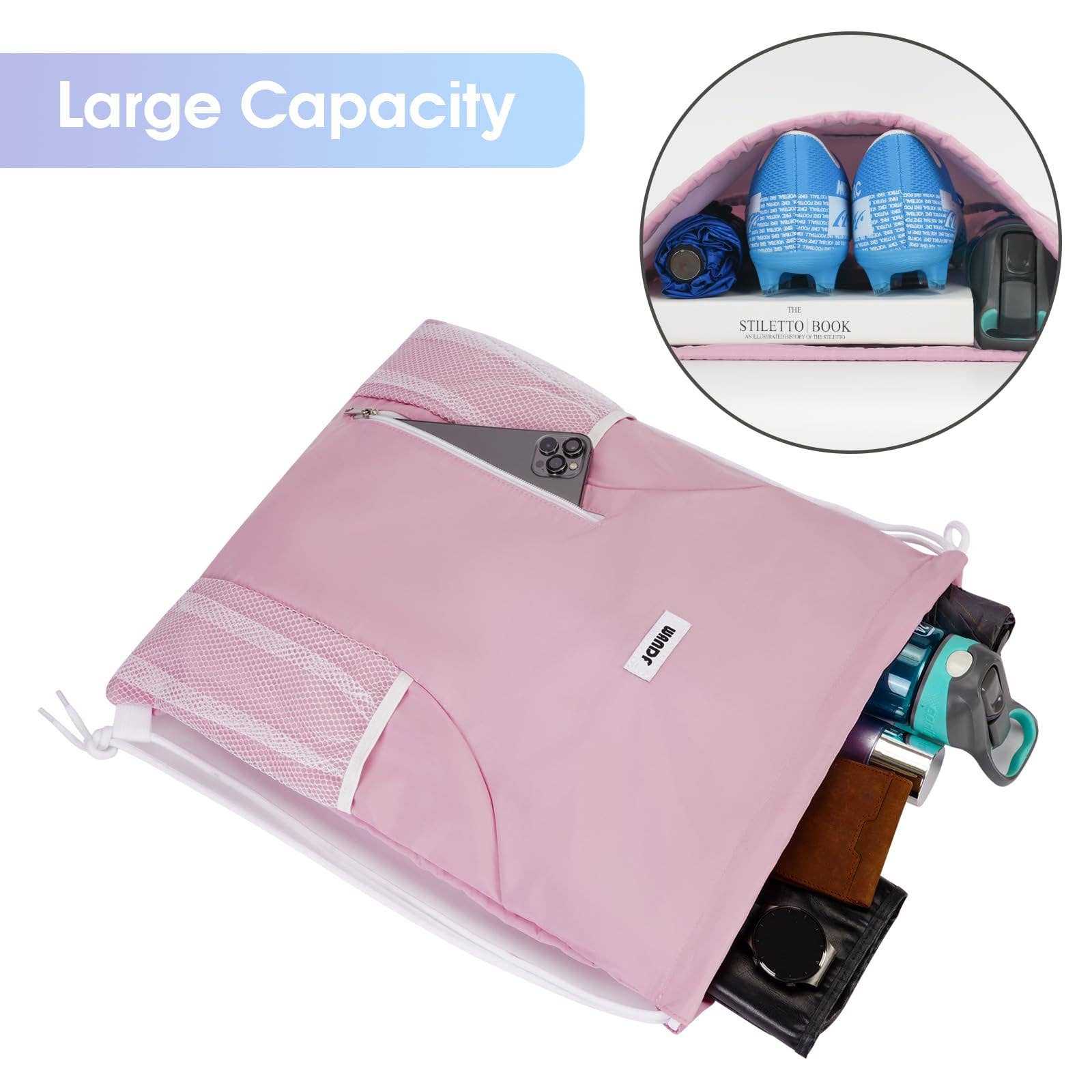 wandf - Vente Sac à cordon de serrage – unisexe - Sac à dos à cordon WF6038 Sports Gym avec poches en maille26