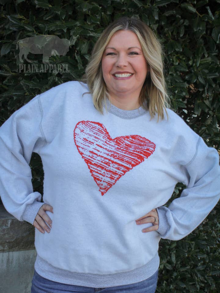 Inside Out Zig Zag Heart Sweatshirt for wholesale by Plain Apparel Tees