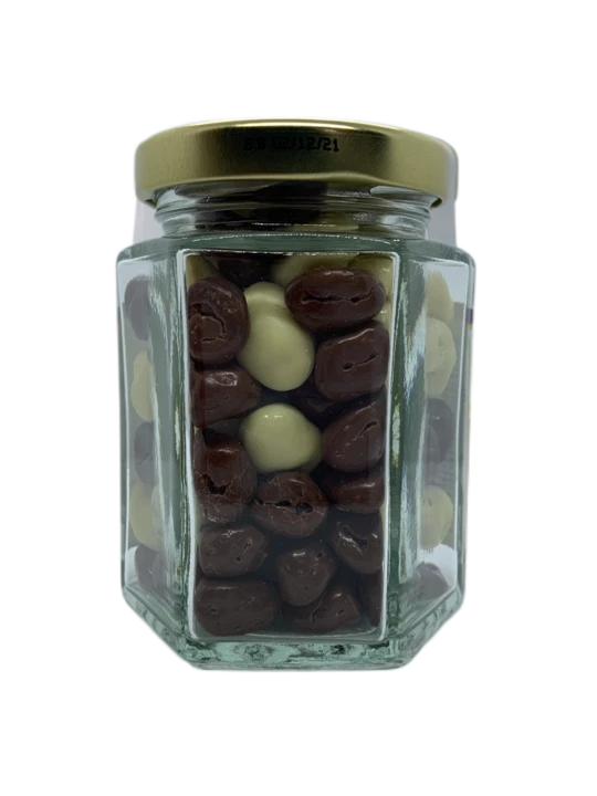 Dormen Foods – wholesale Chocolate-covered sweets – The Dormen Chocolate Raisins Hexagonal Jar , 125g4