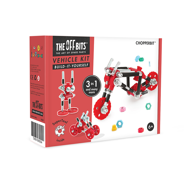 The OffBits – Conjunto de construção - Crianças por atacado – ChopperBit - Kit do Veículo: Kit de Brinquedos de Construção 3 em 1 Motorbike3