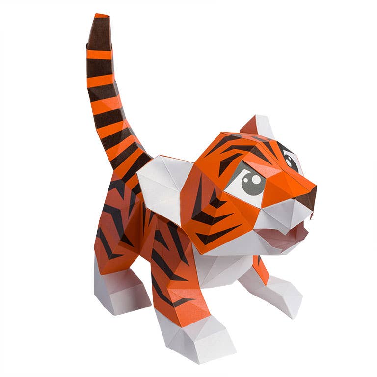 PAPERCRAFT WORLD - Vente Kit de bricolage - Modèle origami à double usage Baby Tiger, lampe animalière6