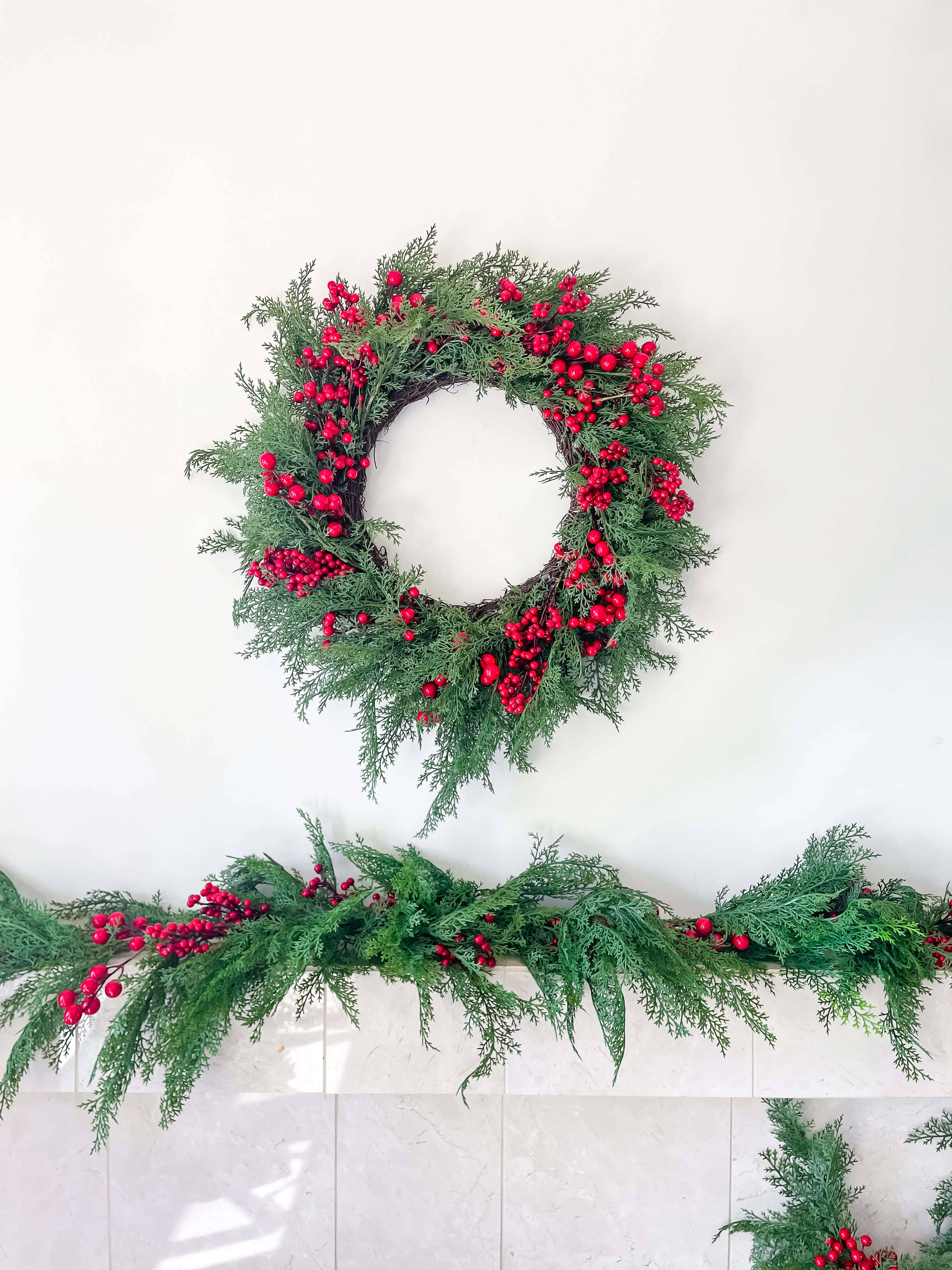 Hycroft Home Decor - Wholesale Bunting/Garland - Red Berry Cedar Garland 60" Real Touch0