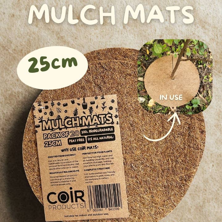 25cm Coir Mulch Mats – Pack of 50 | Sustainable Weed Control for wholesale by CoirProducts.co.uk of Salike Limited
