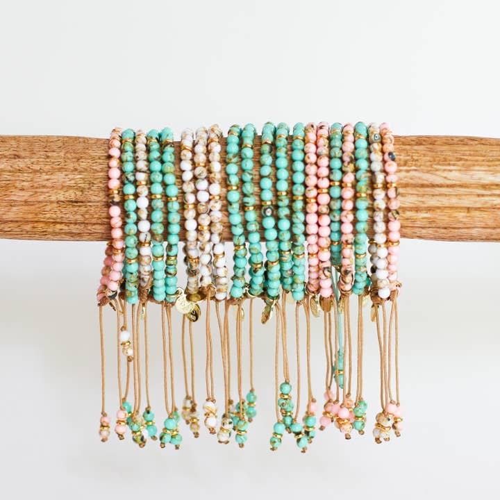 Mini Magnesite Round Beads Adjustable Bracelets Collection for wholesale by You Can Call Me YOKO LLC