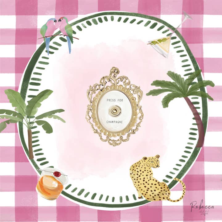 PINK GINGHAM-MAHJONG MAT (PREORDER) for wholesale by Rebecca Illustrated