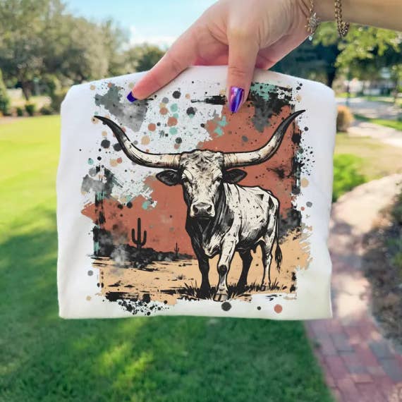 Western Longhorn Tee for wholesale by Sunflower Designs