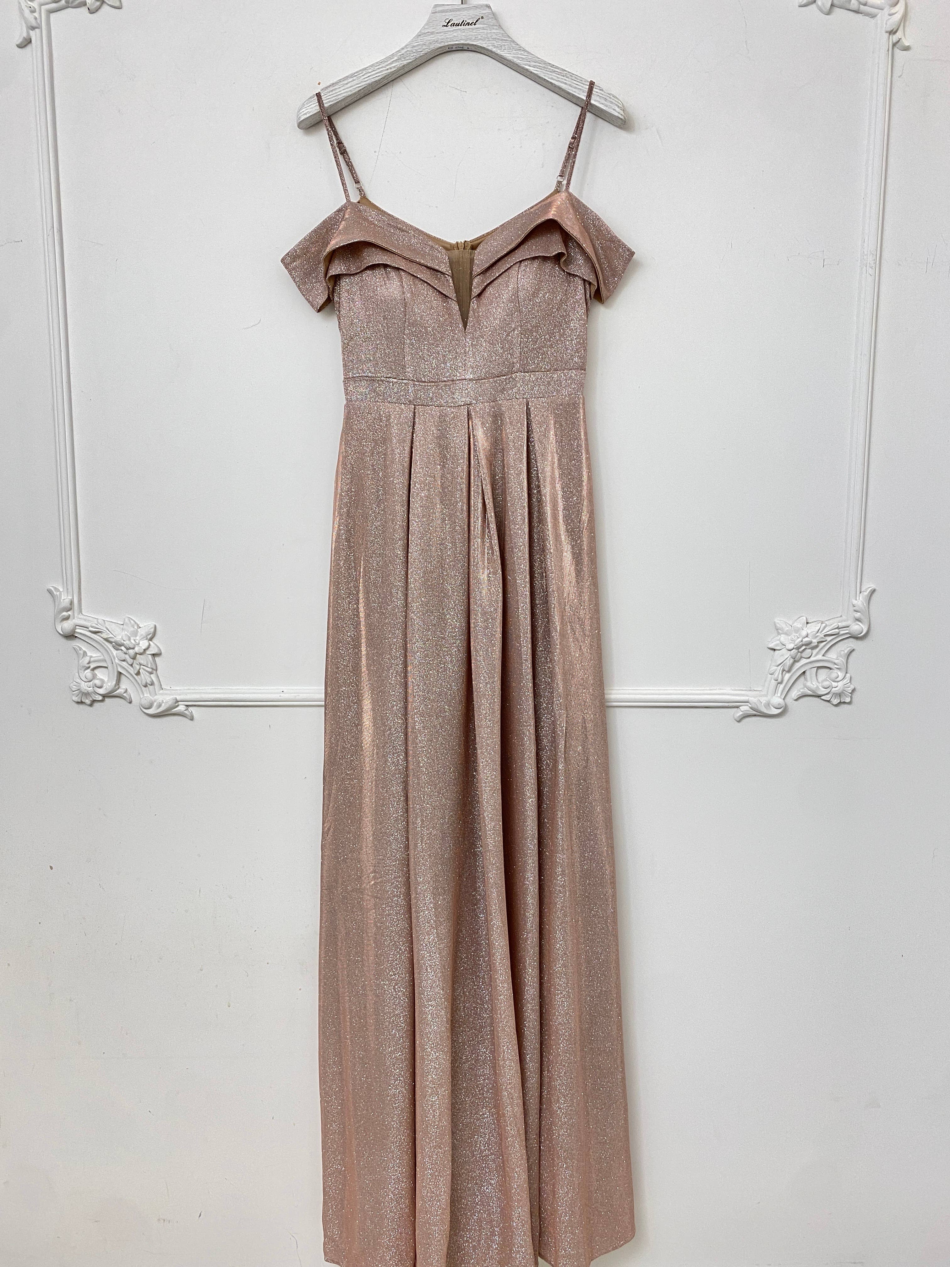 Lautinel - Wholesale Gown - Women's - Boat Neck Sequin Long Evening Dress R18362