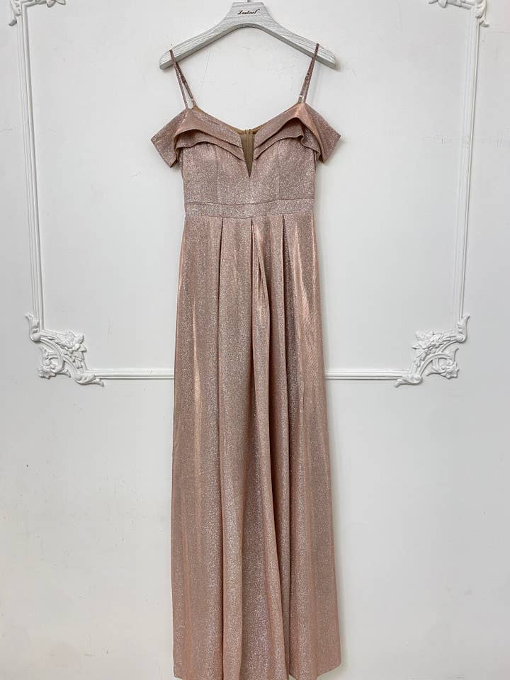 Lautinel - Wholesale Gown - Women's - Boat Neck Sequin Long Evening Dress R18362