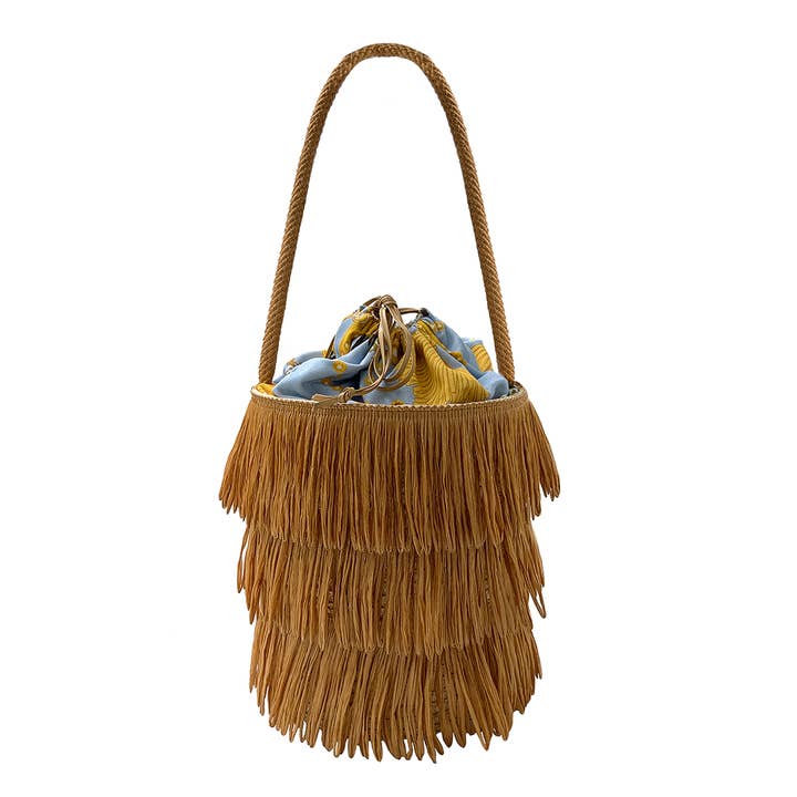 EMANUELA BIFFOLI FIRENZE - Vendita all'ingrosso Borsa con manico - Donna - BORSA PAGLIA "PORTOFINO" FRANGE BISCOTTO