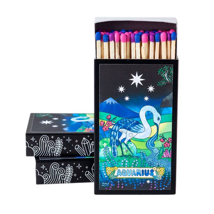 Aquarius Zodiac Matchbox for wholesale by Rachel Beyer