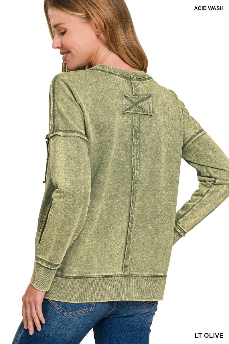 Vanilla Monkey - Wholesale Sweatshirt - Women's - F/terry Washed Raw Edge Front Pocket Pullover8