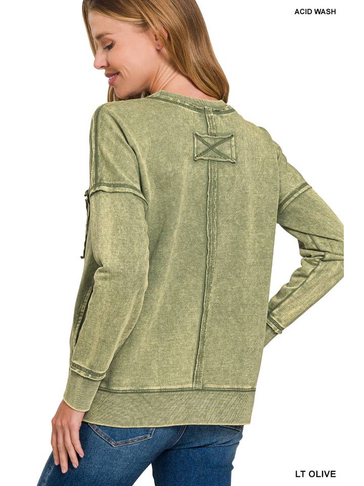 Vanilla Monkey - Wholesale Sweatshirt - Women's - F/terry Washed Raw Edge Front Pocket Pullover8