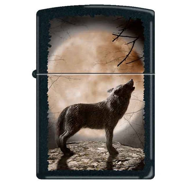 Lighter King - Wholesale Lighter - Wolf Howling At The Moon Black Zippo Lighter