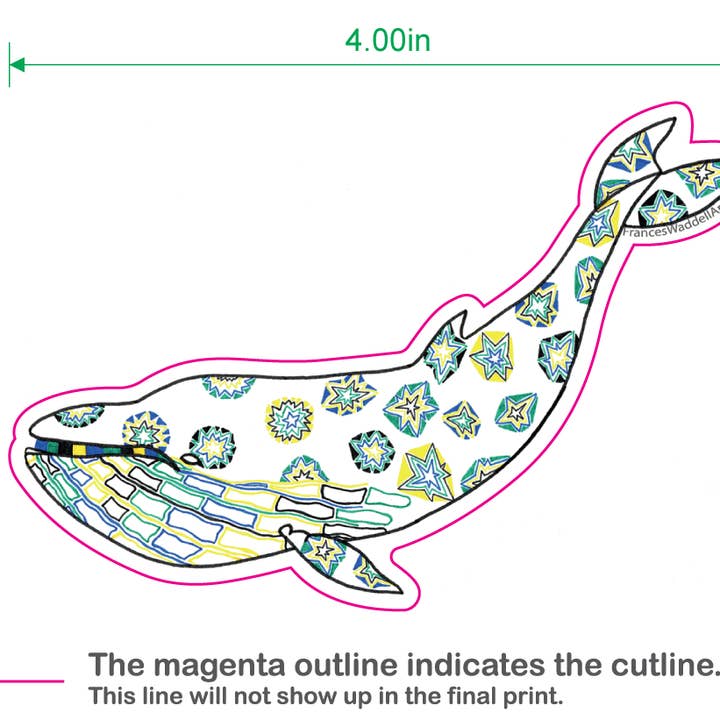 Autocollant baleine pour la vente par Frances Waddell Art