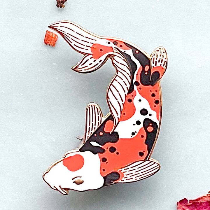 Doitsu Sanke Koi Enamel Pin for wholesale by Alum and Ink
