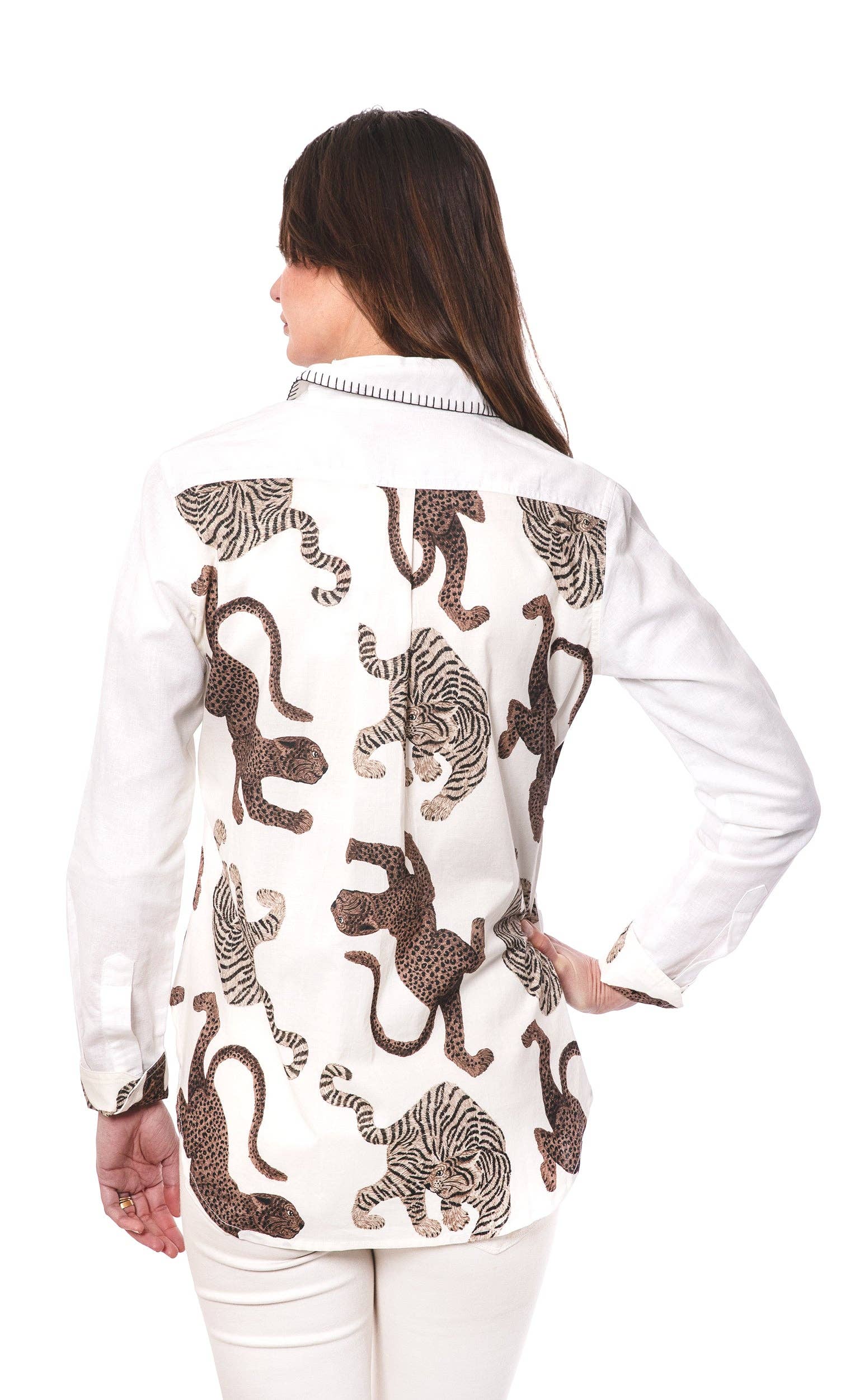 Dizzy-Lizzie – Engroshandel Skjorte med buttondown – til kvinder – Chesapeake katte på ryggen2