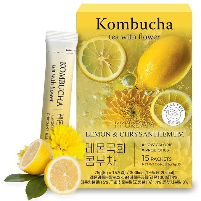 KKOKDAM Premium Flower Tea - Wholesale Powdered health drink - Flower Kombucha Tea (15 Packets) - Lemon&Chrysanthemum1