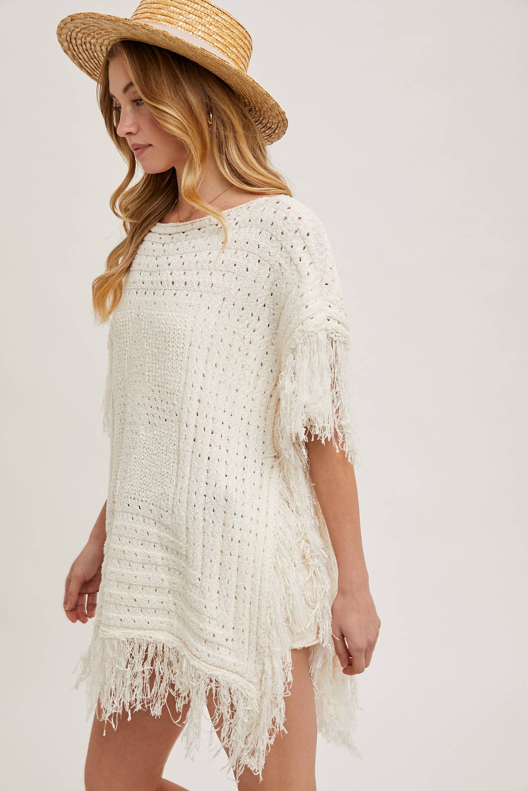 Bluivy - Vendita all'ingrosso Poncho - Donna - PONCHO WESTERN IN MAGLIA CON FRANGE6