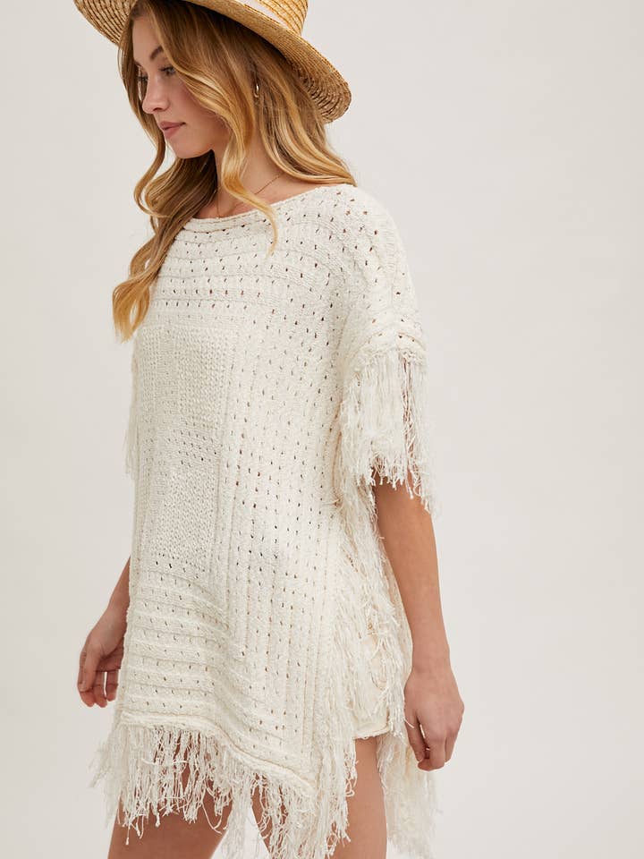 Bluivy - Vendita all'ingrosso Poncho - Donna - PONCHO WESTERN IN MAGLIA CON FRANGE6