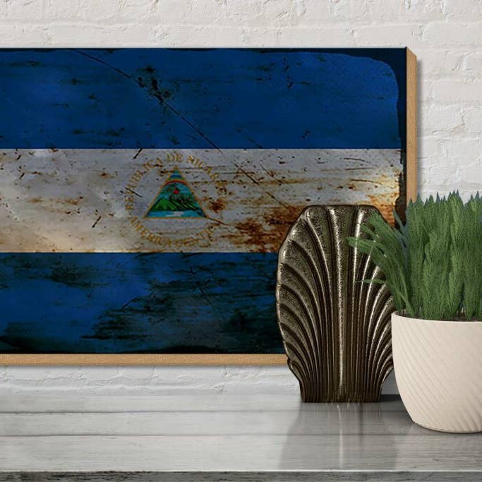 Femer - Wholesale Sign - Nicaragua flag wooden sign 30x20 cm flag Nicaragua rust decorative sign wooden sign3