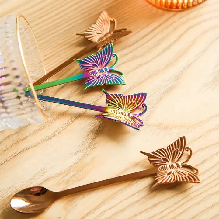 Butterfly Spoon - For Tea, Coffee or Dessert - 4 colors for wholesale by Sostraw & SmartThings