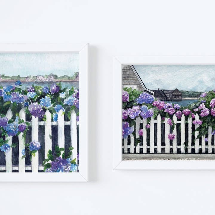 Hydrangea Summer sæt 5x7" eller 8x10" Sæt med 2, kunsttryk for engroshandel hos ALR Designs