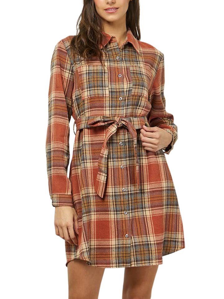 Vanilla Monkey - Vendita all'ingrosso Vestito - Donna - Abito in flanella scozzese con bottoni
