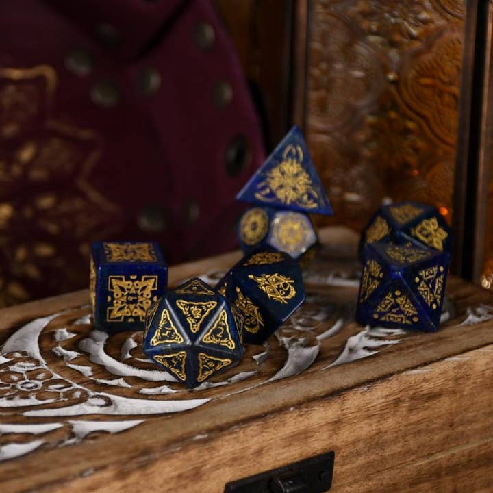 Misty Mountain Gaming - Wholesale Dice - Moroccan Blue Lapis Stone Dice Set - Dice Around the World Collection1