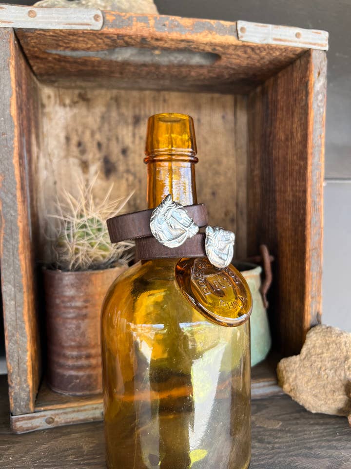 Reclaimed Leather Tack Cuff Concho Horse Bracelet for wholesale by Dirty Mojave