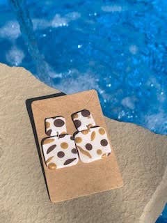 Duo carrés à pois pour la vente par Polymearrings Jewelry Co.