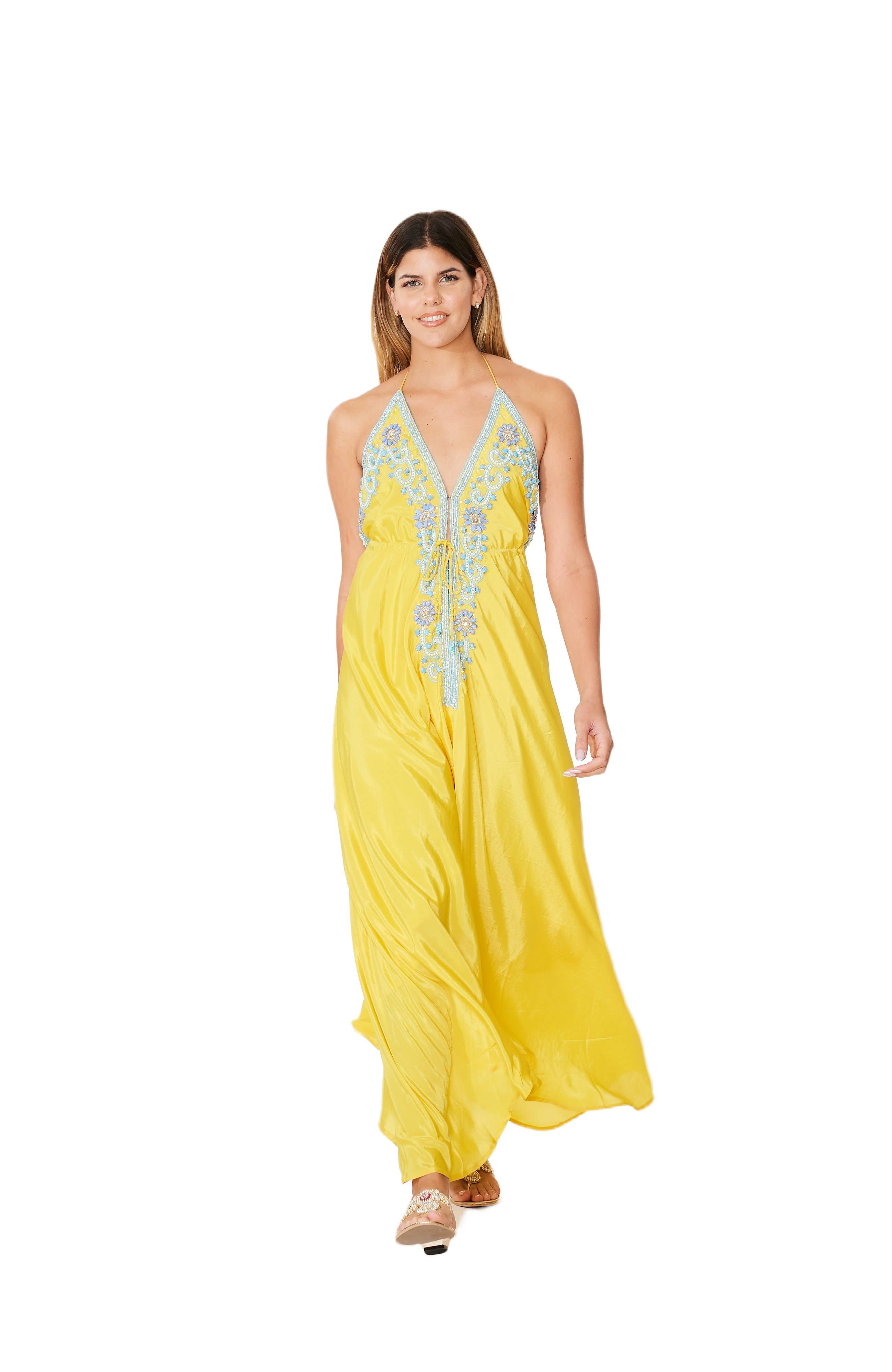 Ranee's - Wholesale Dress – Women's - Yellow Embellished Dress