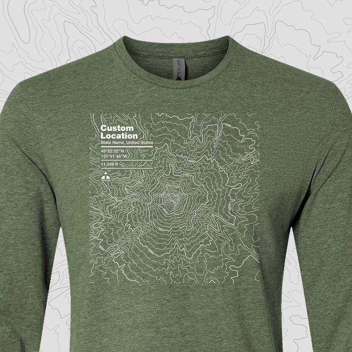 Topogra - Wholesale Screen Printed T-Shirt - Unisex - Custom Topographic Design - Unisex Long Sleeve Tee1