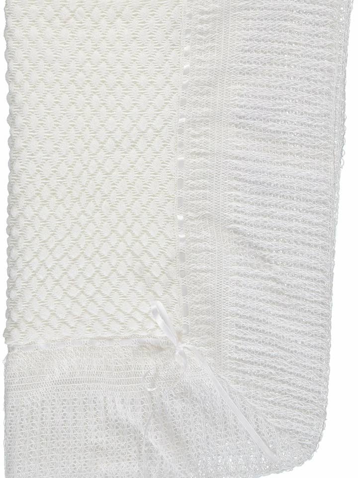 Julius Berger & Carriage Boutique - Wholesale Bedding blanket – Kids & Baby - Christening Blanket Shawl Belgium Lace with White Ribbon2