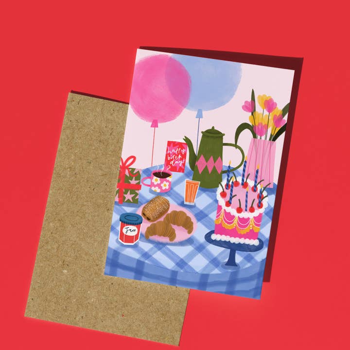 Geburtstagsfrühstücksgrußkarte für den Großhandel von Lucy Hook Designs
