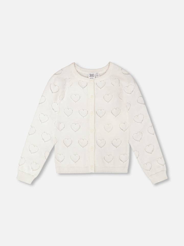 Cardigan en maille pointelle blanc cassé pour la vente par Deux par Deux