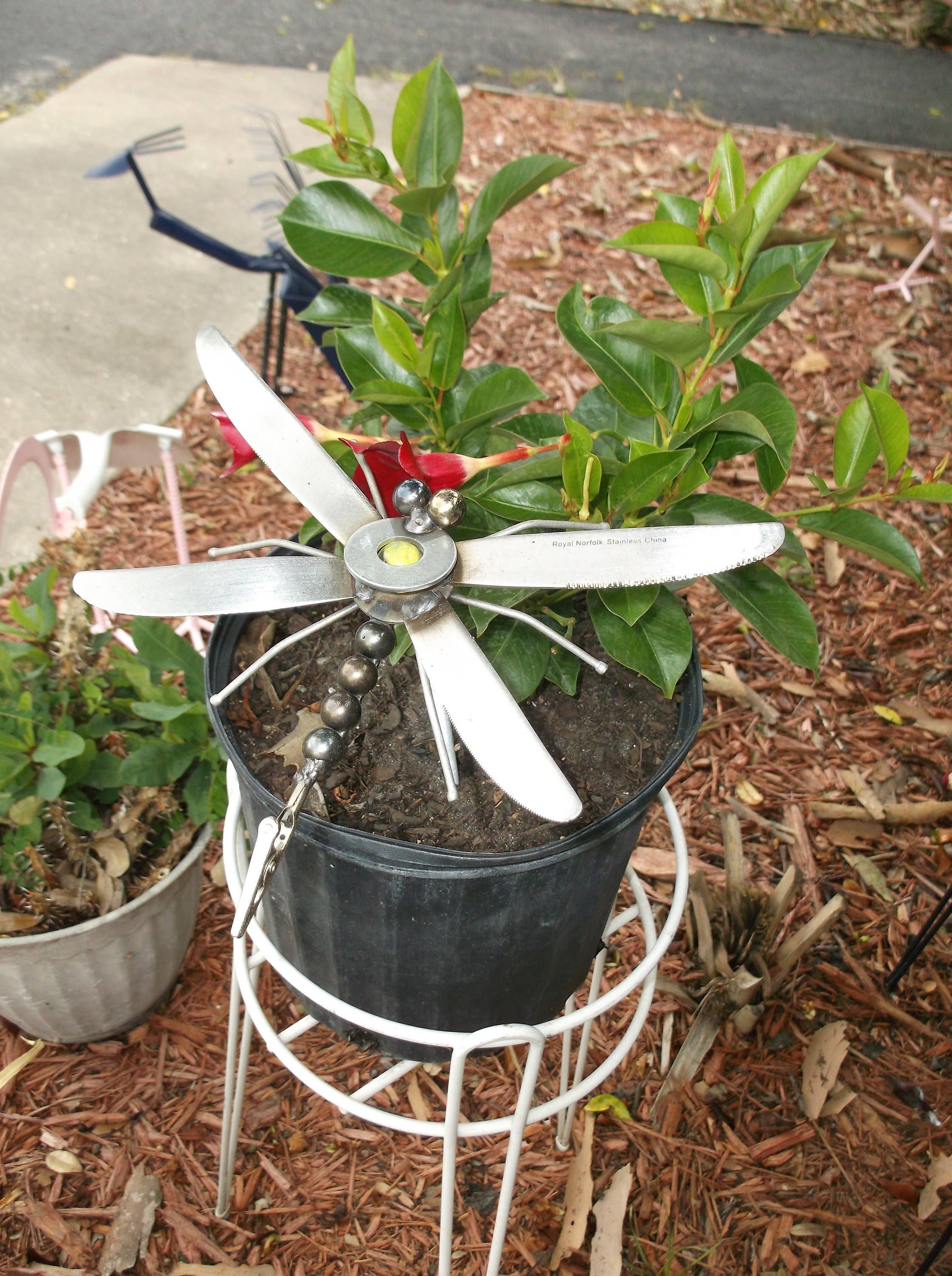 Creations Welded - Wholesale Sculpture - Orange Dragonfly Metal Sculpture, Garden Stake or magnet7