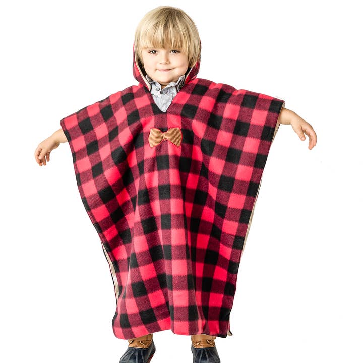 Buffalo Plaid Lumberjack Car Seat Poncho for Kids for wholesale by Birdy Boutique LLC.