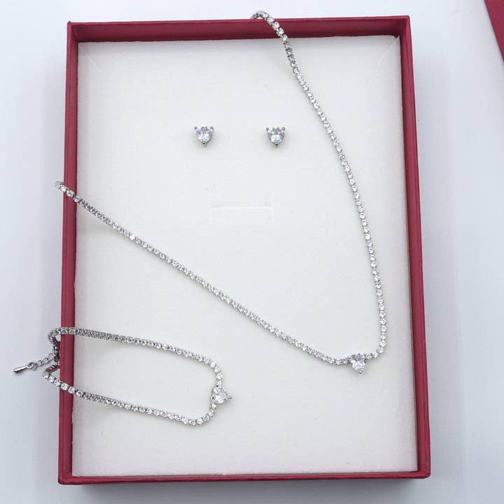 DIANA - 'THE CRYSTAL SET' - 3-delig set met zirkonia ketting, armband en oorbellen voor wholesale door Daemon srls