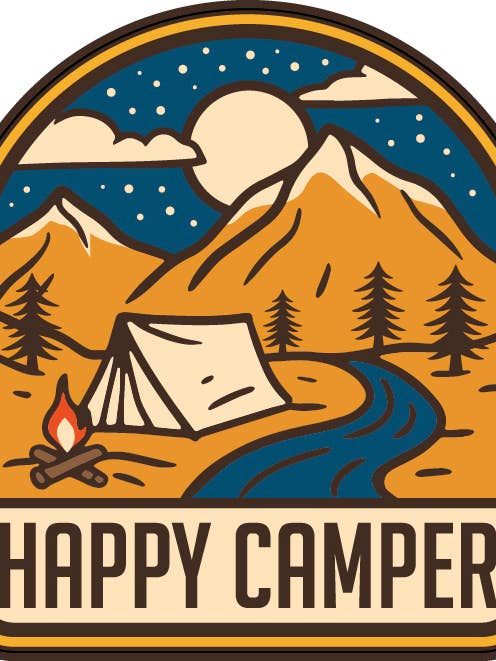 Autocollant Happy Camper pour la vente par Inspire 360