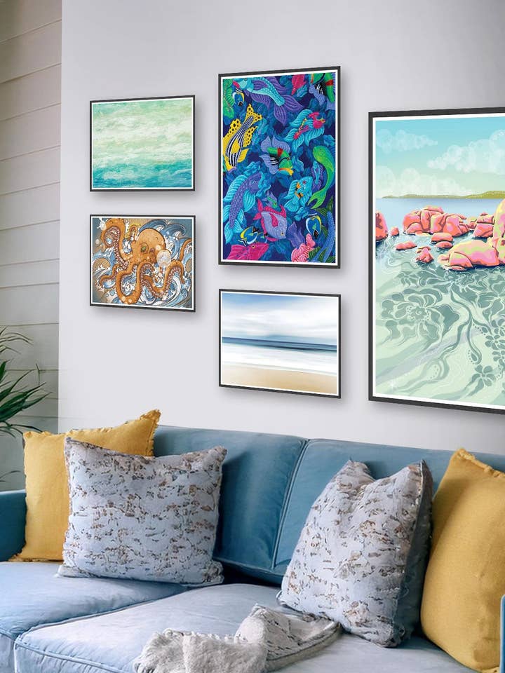 Beach House kunstprintpakke for engroshandel hos The Underdog Print Shop