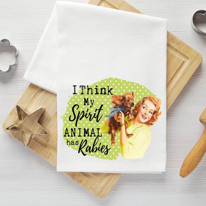 Spirit Animal Rabies Tea Towel for wholesale by 316 Legacy LLC