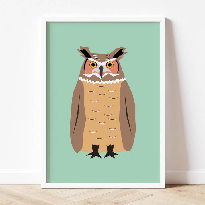 Great Horned Owl - Art print A5/A4/A3 for wholesale by Salty Crayon
